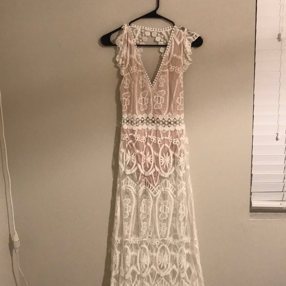 Crotchet white dress